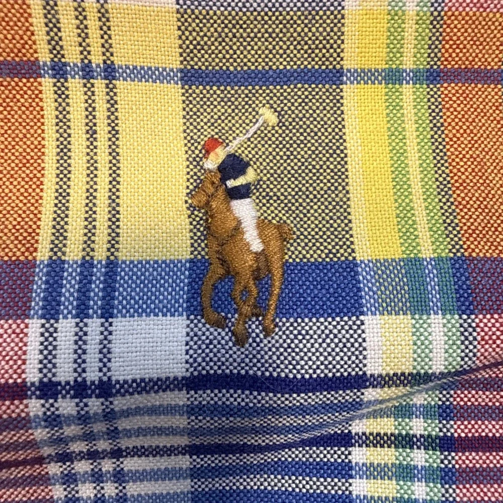 Polo Ralph Lauren Shirt 2XB Big TALL Madras Plaid Button Down Long Sleeve Preppy